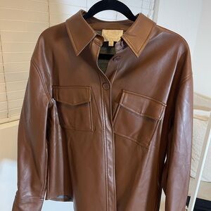 Elegant Brown Leather Jacket for Women